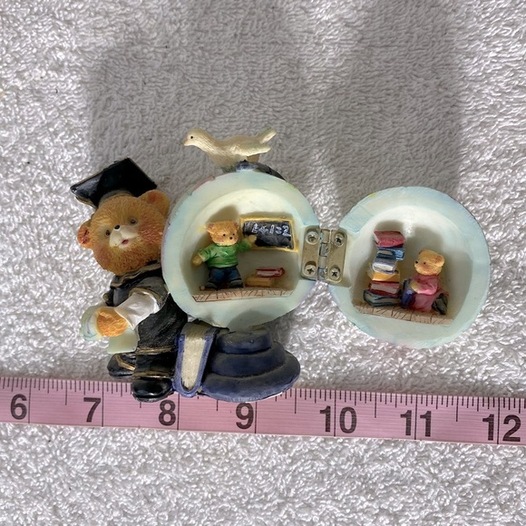 Vintage Graduation Teddy Bear & Globe Figurine Collectible - Picture 4 of 10